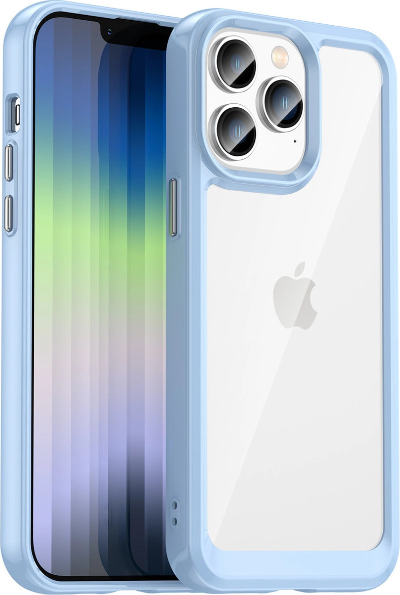 Pevný kryt Outer Space pro iPhone 14 Pro s gelovým rámem modrý