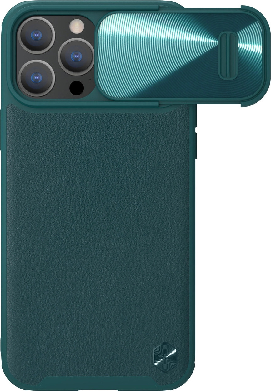 Kožený kryt Nillkin CamShield S Case pro iPhone 14 Pro Max s krytem fotoaparátu, zelený