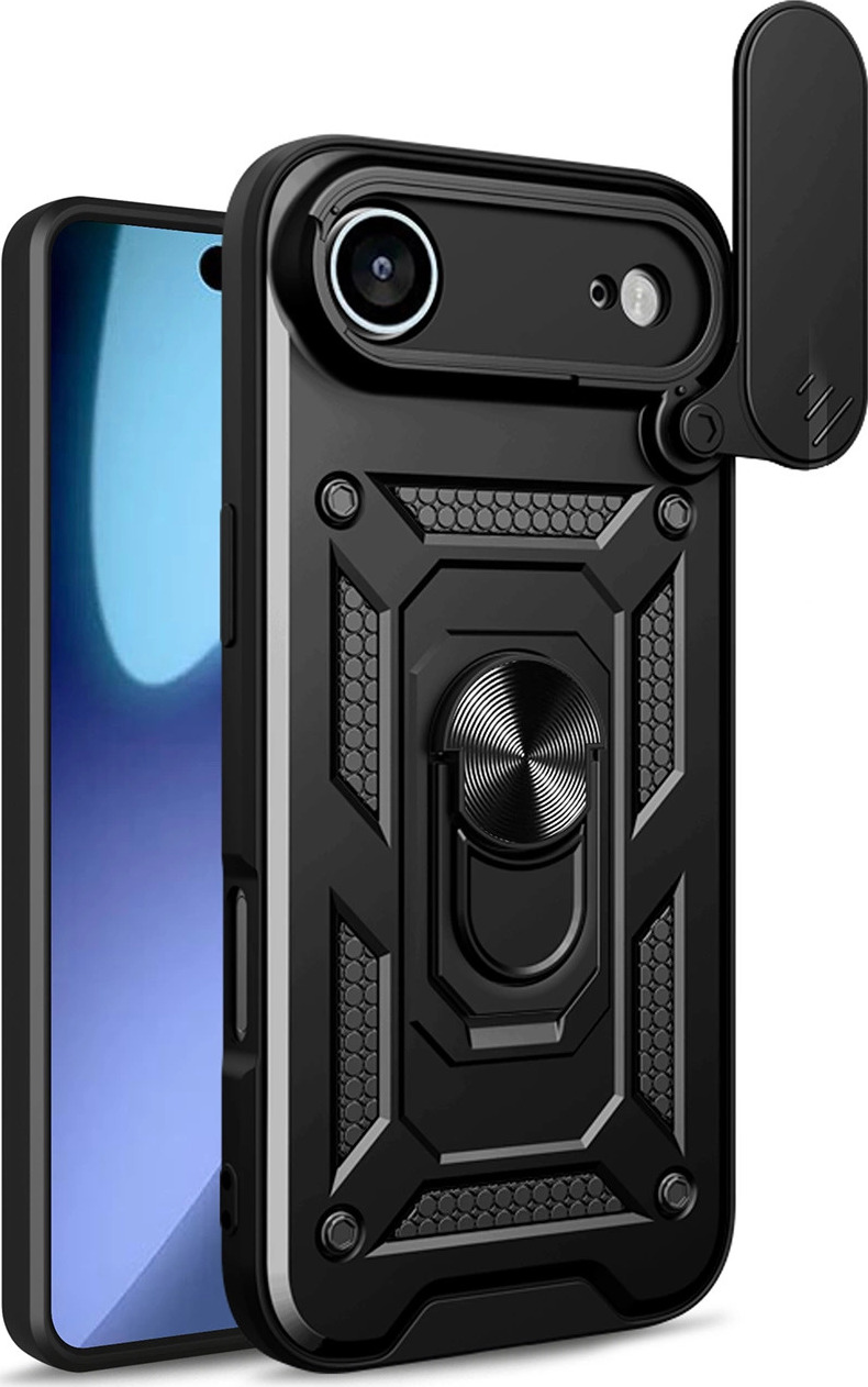 Hybrid Armor Camshield kryt pro iPhone 17 Air se stojánkem a krytem kamery - černý