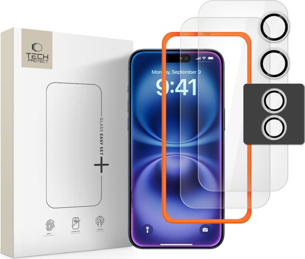 Tvrzené sklo TECH-PROTECT EASY SET+ 3-PACK IPHONE 17 CLEAR