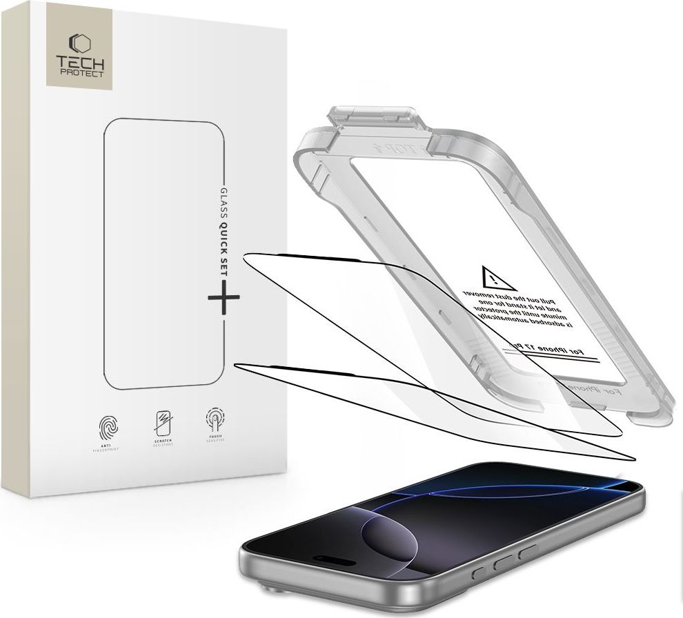 Tvrzené sklo TECH-PROTECT QUICK SET+ 2-PACK IPHONE 17 PRO BLACK