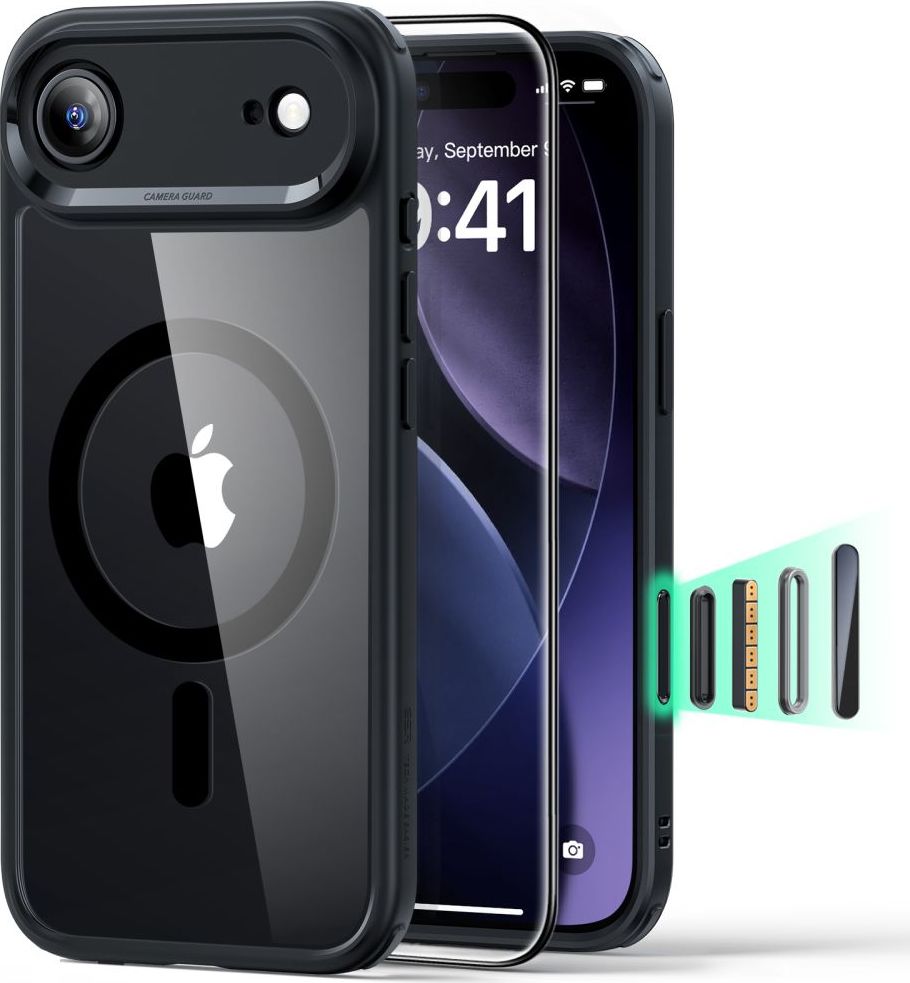 ESR CLASSIC HYBRID MAGSAFE & TEMPERED GLASS IPHONE 17 AIR CLEAR/BLACK