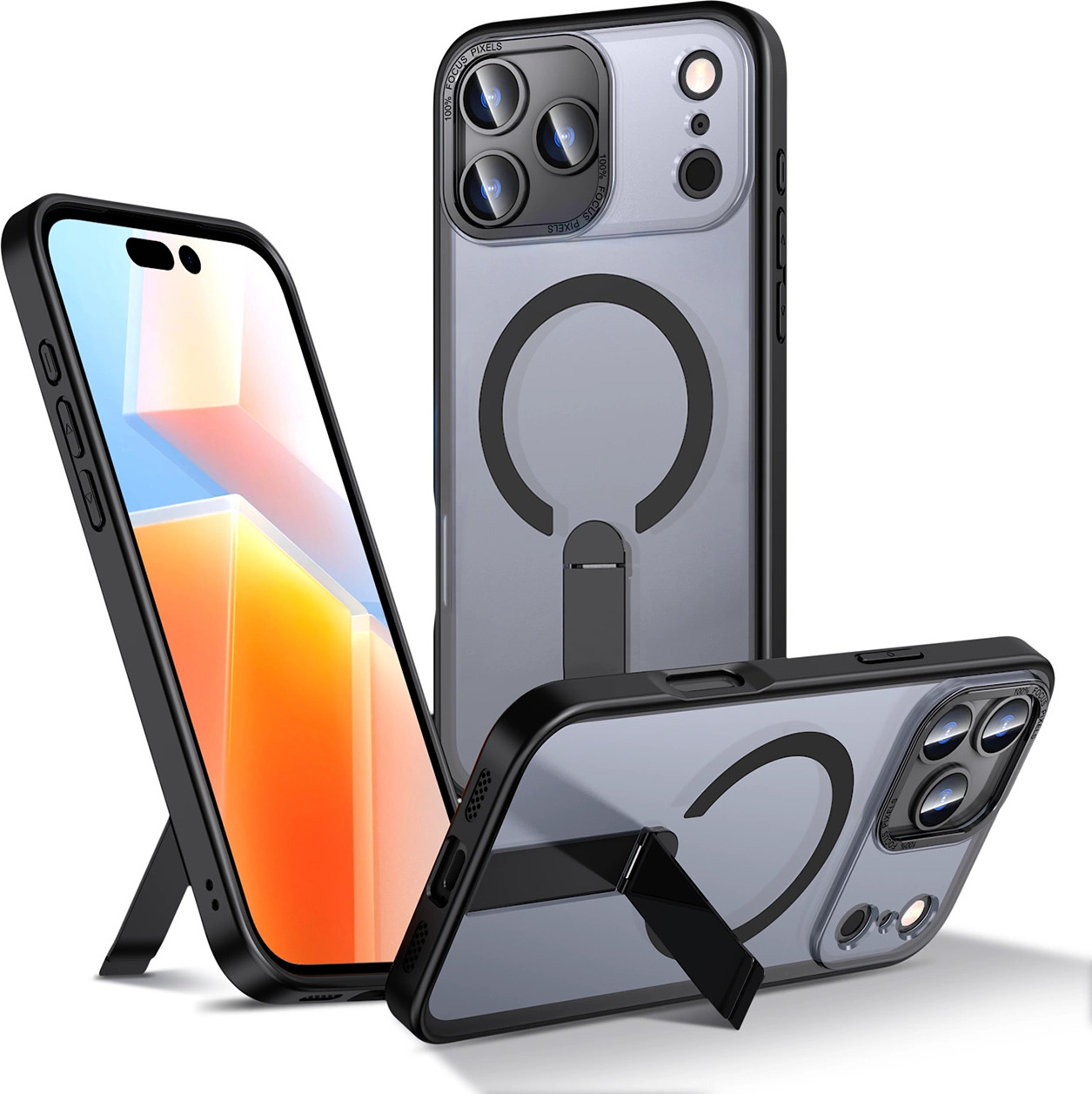 Hybridní kryt Armor X pro iPhone 17 Pro se stojánkem kompatibilním s MagSafe - černý