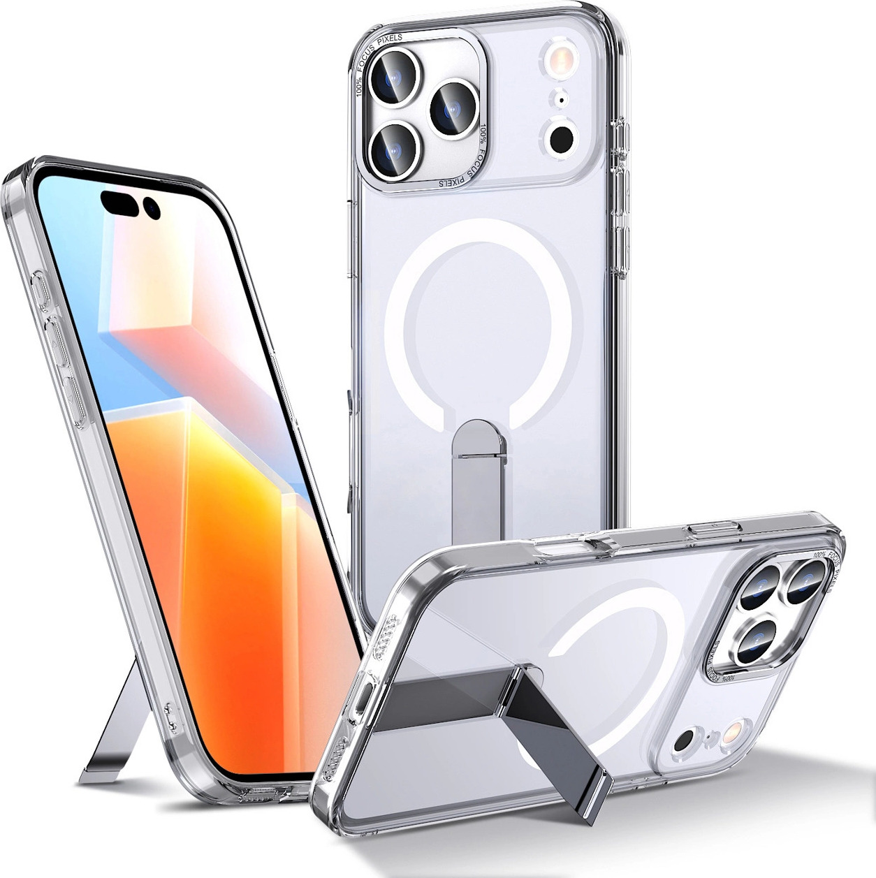 Hybridní kryt Armor X pro iPhone 17 Pro se stojánkem, kompatibilní s MagSafe - průhledný