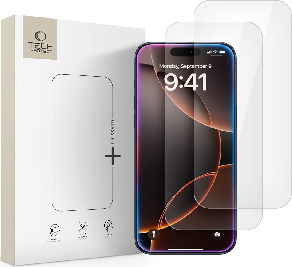 Tvrzené sklo TECH-PROTECT GLASS FIT+ 2-PACK IPHONE 16 PRO / 17 / 17 PRO CLEAR