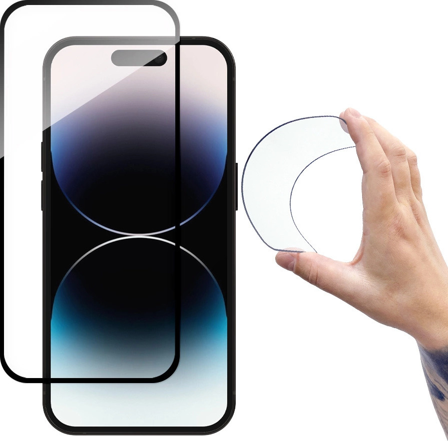 Tvrzené sklo Wozinsky Full Cover Flexi Nano Glass pro iPhone 14 Pro Max s flexibilním černým rámečkem