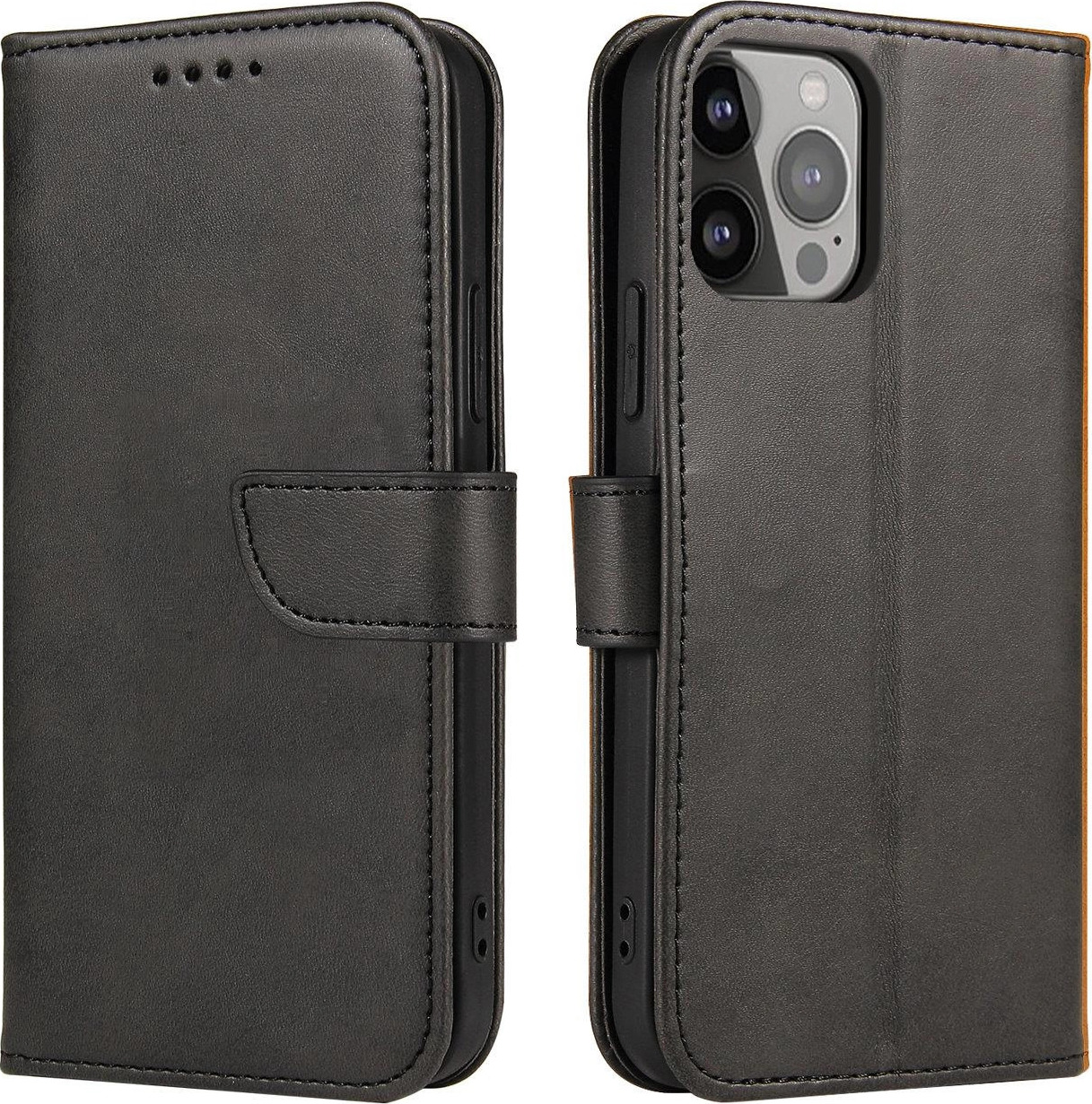 Peněženka s magnetickým stojánkem pro iPhone 15 Plus - černá