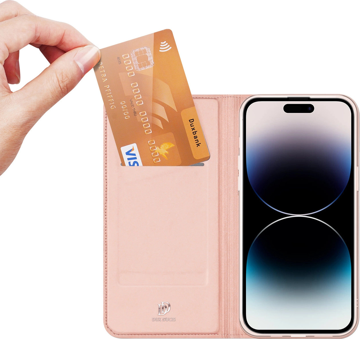 Pouzdro peněženka Dux Ducis Skin Pro pro iPhone 15 Pro - růžové