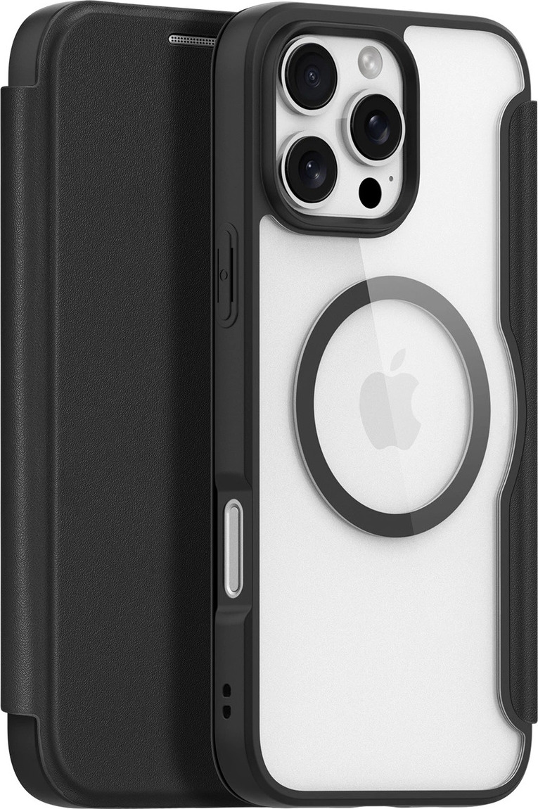 Pouzdro Dux Ducis Skin X Pro pro iPhone 16 Pro s MagSafe a flipovým krytem - černé