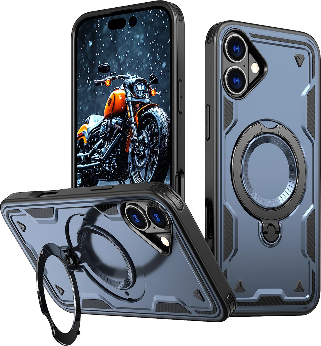 Hybrid Armor Trendy kryt s MagSafe pro iPhone 16 - modrý