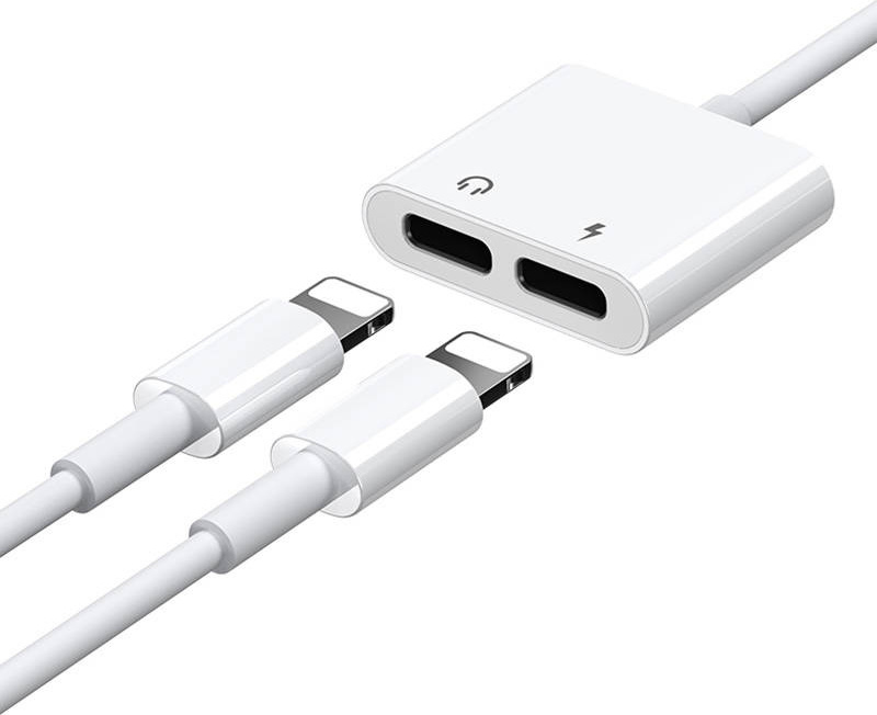 Joyroom S-Y104 headphone Lightning / 2x Lightning adapter - white