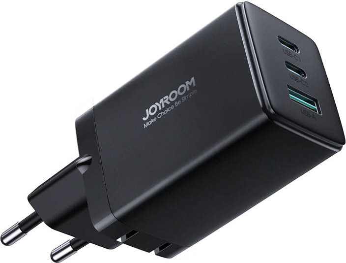 Rychlá nabíječka Joyroom GaN 65W USB-A, 2x USB-C černá + kabel USB-C - USB-C 100W 1,2m (TCG01)