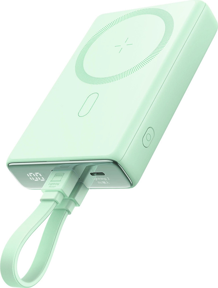 Powerbanka Joyroom JR-PBM01 magnetická 10000mAh 20W se stojánkem + Lightning kabel - USB-C - zelená