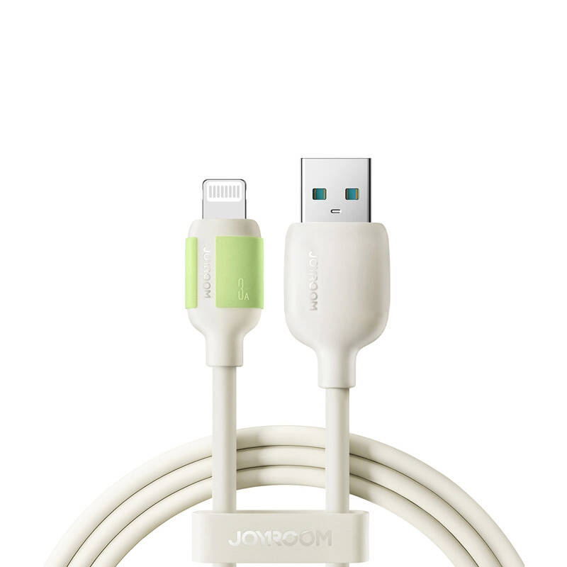 Joyroom S-A53 3A USB-A - Lightning kabel s fluorescenčním hrotem 1,2 m - béžový
