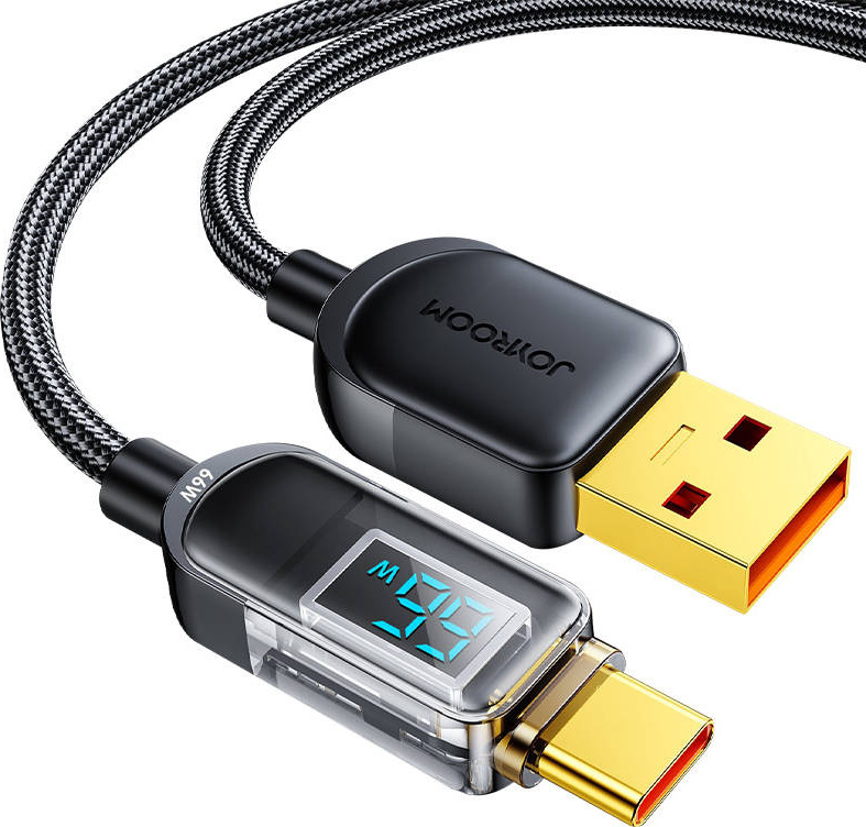 Kabel Joyroom Prism Series A16 USB-C / USB-A 66W 1,2m s LED displejem - černý