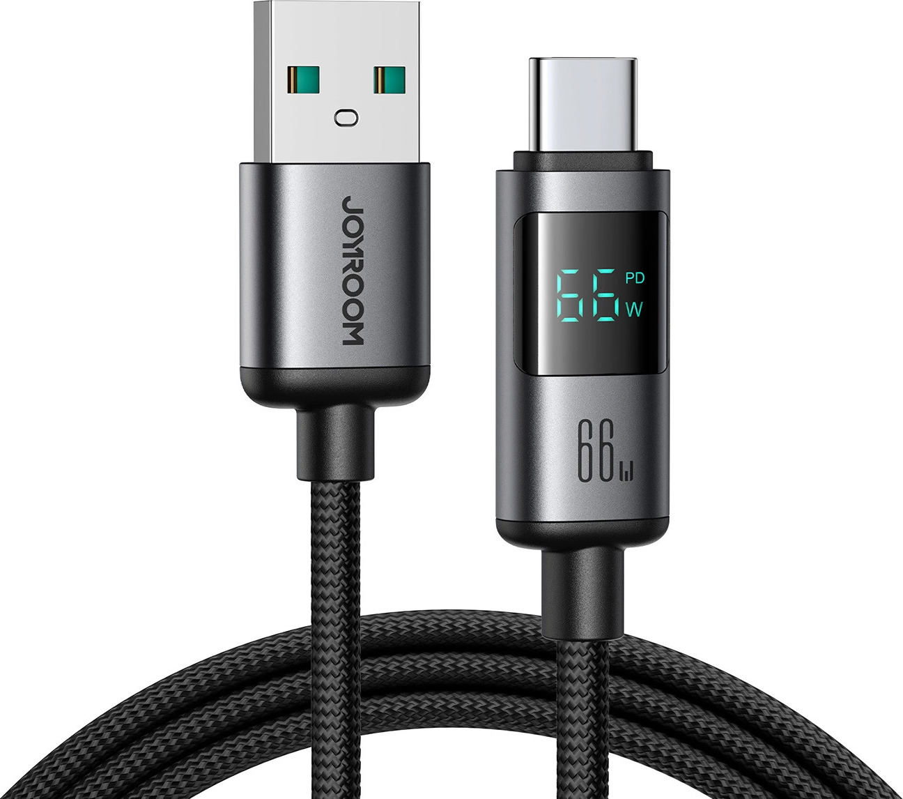Kabel Joyroom S-A16 Pro Prism Series 66W USB-A - USB-C s displejem 1,2 m - černý