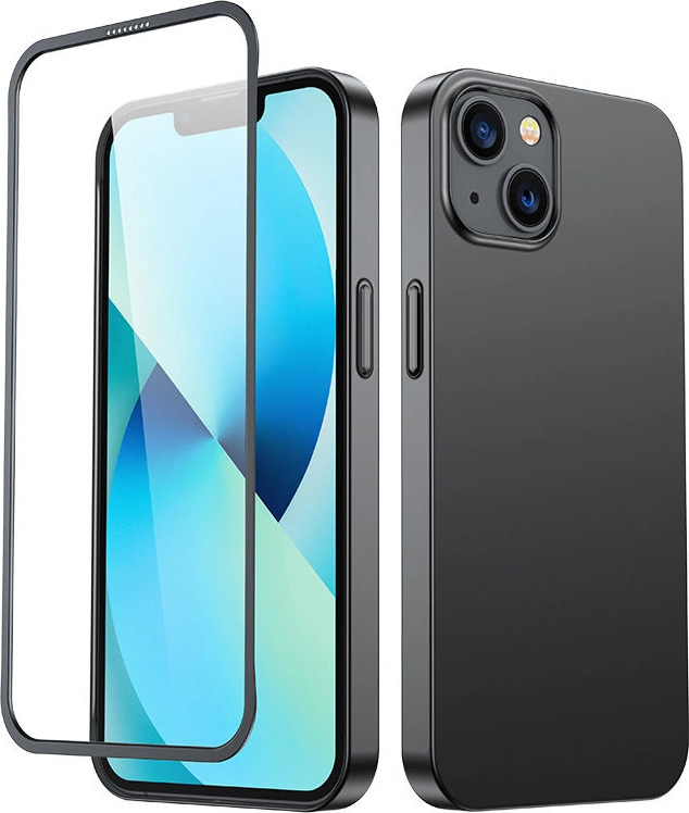 Přední a zadní kryt Joyroom 360 Full Case pro iPhone 13 + ochranná fólie z tvrzeného skla černá (JR-BP927 černá)