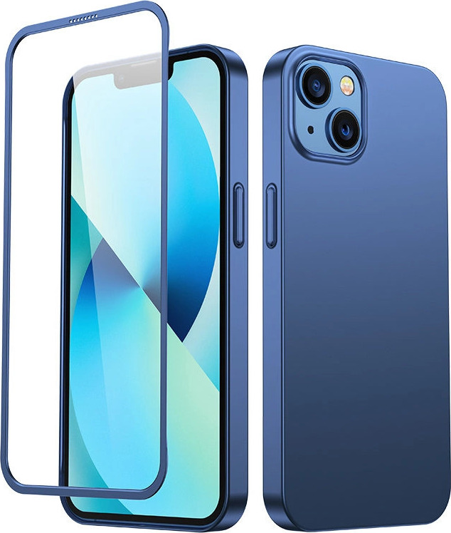 Přední a zadní kryt Joyroom 360 Full Case pro iPhone 13 + ochranné sklo z tvrzeného skla modré (JR-BP927 modrá)