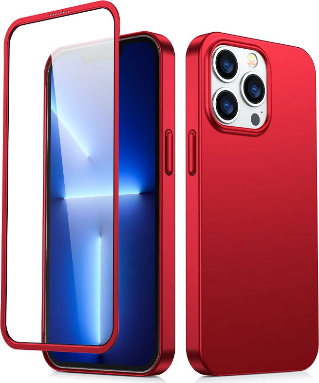 Pouzdro Joyroom 360 Full Case pro iPhone 13 Pro Max + ochranná fólie z tvrzeného skla červená (JR-BP928 červená)