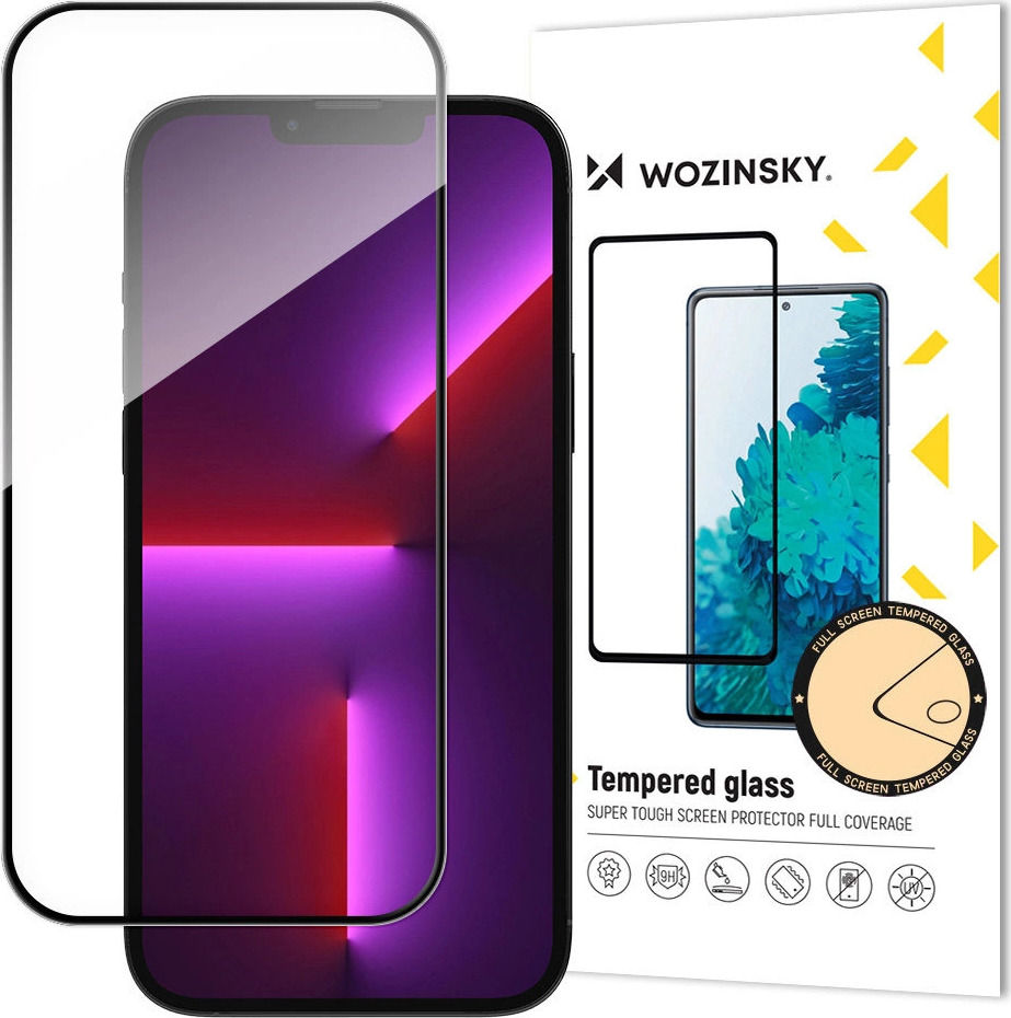 Super odolné tvrzené sklo na celou obrazovku s rámečkem, vhodné pro iPhone 15, Wozinsky Full Glue - černé