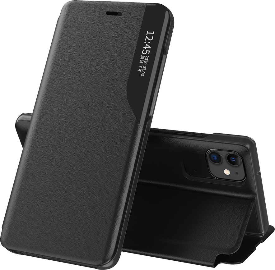 Elegantní pouzdro Eco Leather View Case s stojánkem pro iPhone 13 Pro Max, černé