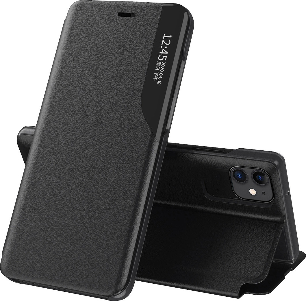 Elegantní pouzdro Eco Leather View Case s stojánkem pro iPhone 13 Pro Max, černé