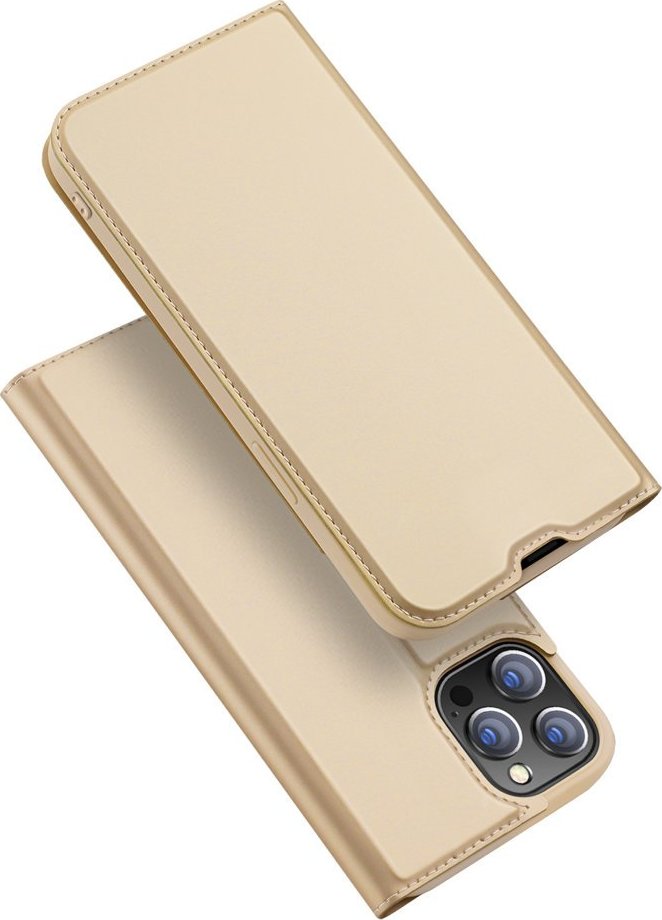 Pouzdro Dux Ducis Skin Pro typu Bookcase pro iPhone 13 Pro Max zlaté