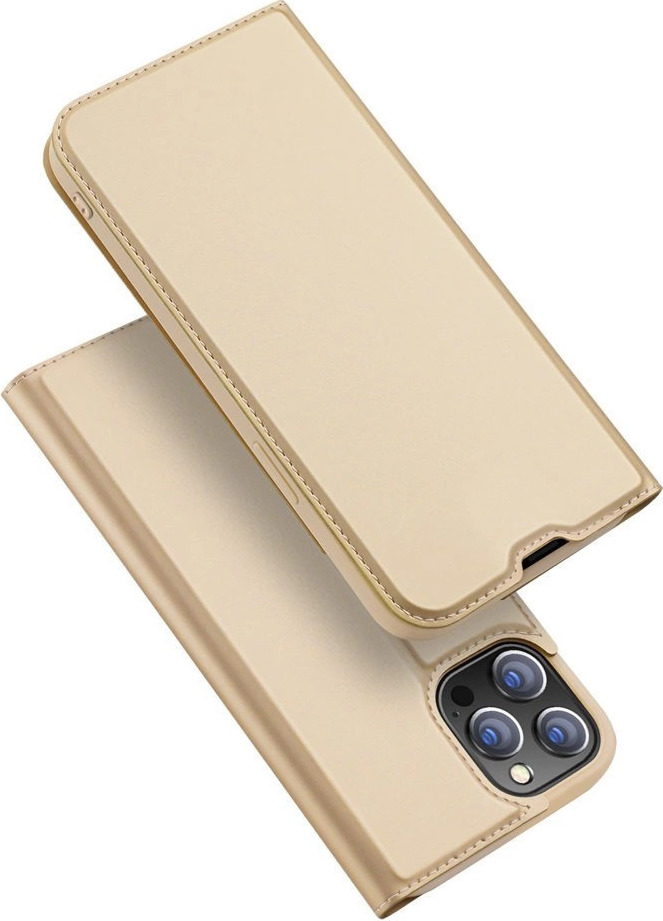 Pouzdro Dux Ducis Skin Pro typu Bookcase pro iPhone 13 Pro Max zlaté