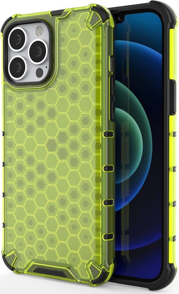 Kryt Honeycomb s TPU Bumperem pro iPhone 13 Pro Max zelený