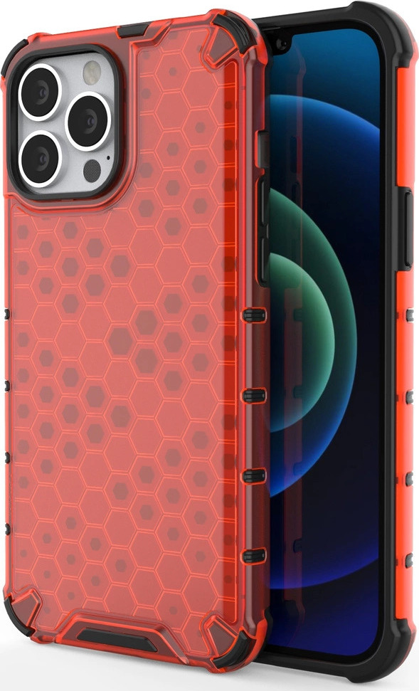 Kryt Honeycomb s TPU Bumperem pro iPhone 13 Pro Max červený