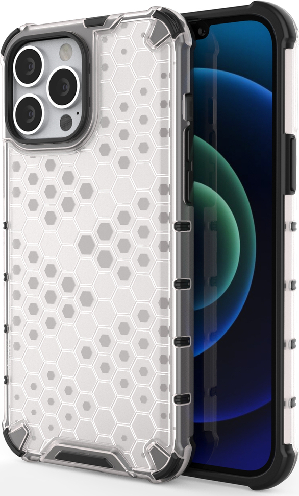 Průhledný ochranný kryt Honeycomb s TPU Bumperem pro iPhone 13 Pro Max