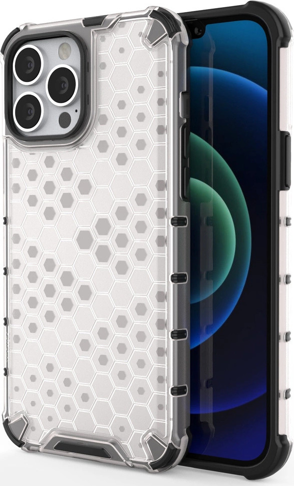 Průhledný ochranný kryt Honeycomb s TPU Bumperem pro iPhone 13 Pro Max