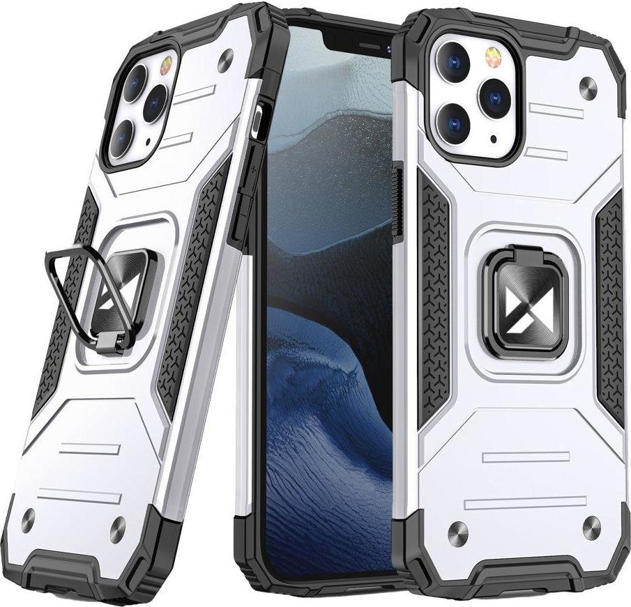 Pouzdro Wozinsky Ring Armor s stojánkem, odolné a odolné, pro iPhone 13 Pro Max, stříbrné
