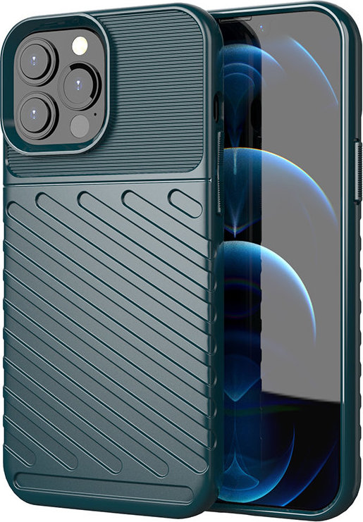 Pouzdro Thunder Case Flexible Tough Rugby Cover TPU pro iPhone 13 Pro Max zelené
