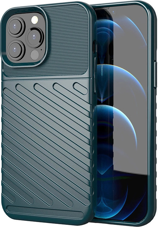 Pouzdro Thunder Case Flexible Tough Rugby Cover TPU pro iPhone 13 Pro Max zelené