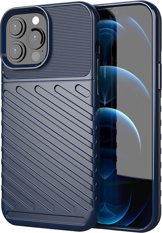 Pouzdro Thunder Case Flexible Tough Rugby Cover TPU pro iPhone 13 Pro Max modré