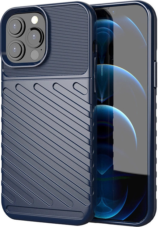 Pouzdro Thunder Case Flexible Tough Rugby Cover TPU pro iPhone 13 Pro Max modré