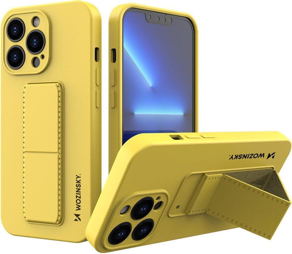 Silikonový kryt Wozinsky Kickstand pro iPhone 13 Pro žlutý
