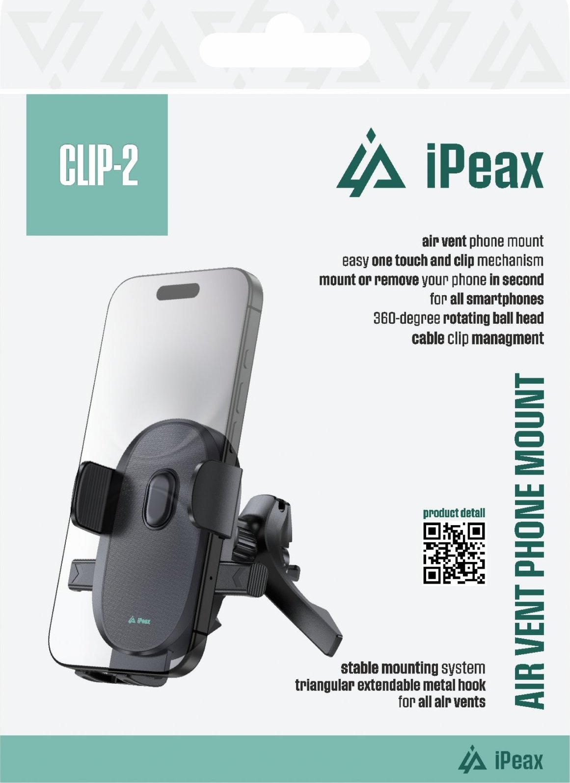 iPEAX DRŽÁK DO AUTA CLIP-2 ČERNÝ