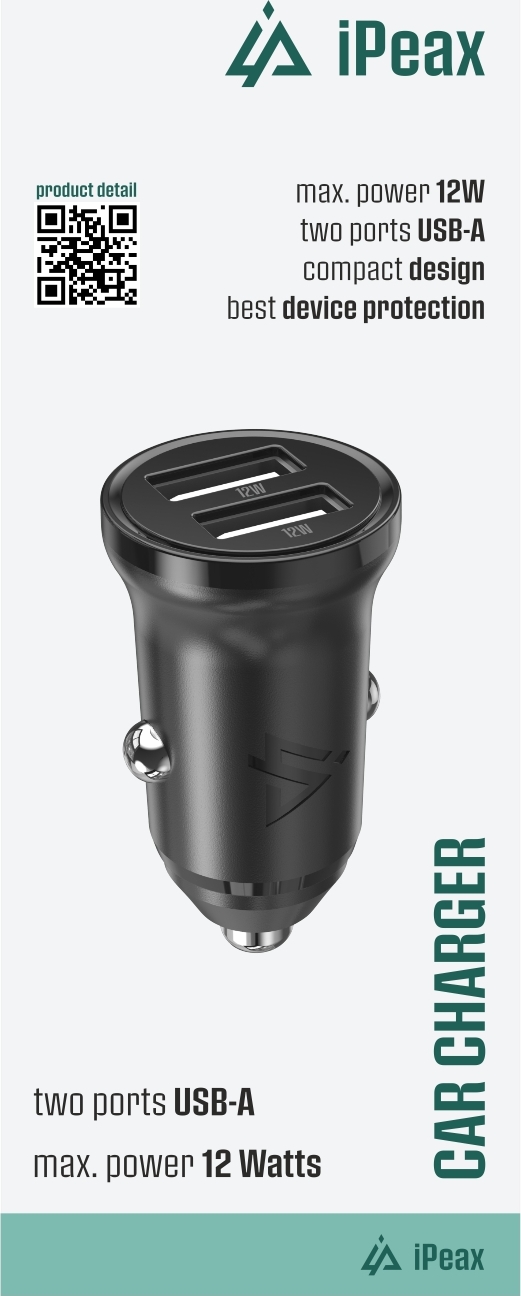 iPEAX AUTONABÍJEČKA CL-01, 2,4A, 2x USB-A ČERNÁ