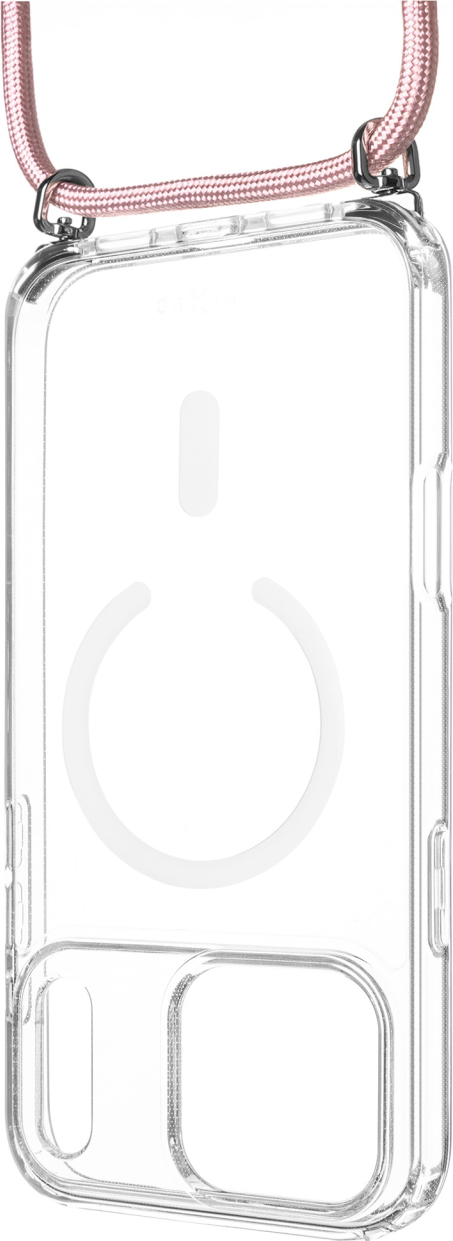 Levně Pouzdro FIXED MagPure Neck s růžovou šňůrkou na krk pro Apple iPhone 17 Pro
