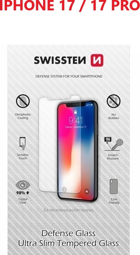 OCHRANNÉ TEMPEROVANÉ SKLO SWISSTEN PRO APPLE IPHONE 17/17 PRO RE 2,5D