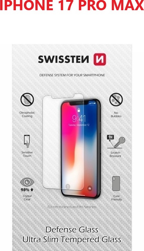 OCHRANNÉ TEMPEROVANÉ SKLO SWISSTEN PRO APPLE IPHONE 17 PRO MAX RE 2,5D
