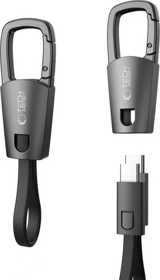 TECH-PROTECT ULTRABOOST DNA KEYCHAIN TYPE-C CABLE PD 60W / 3A IRON GREY