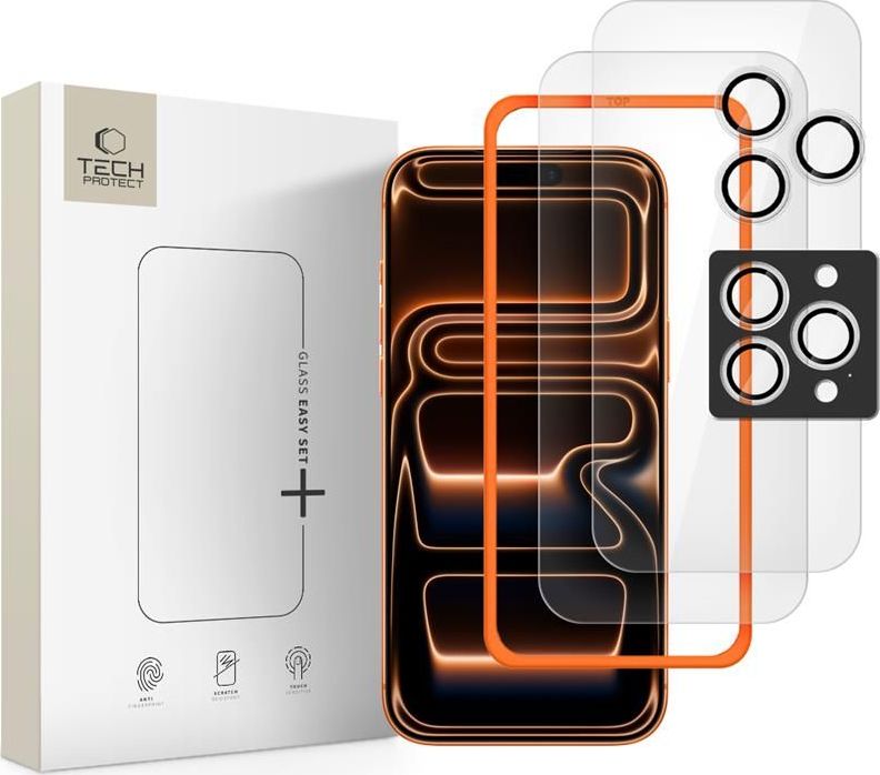 Tvrzené sklo TECH-PROTECT EASY SET+ 3-PACK IPHONE 16 PRO MAX / 17 PRO MAX CLEAR