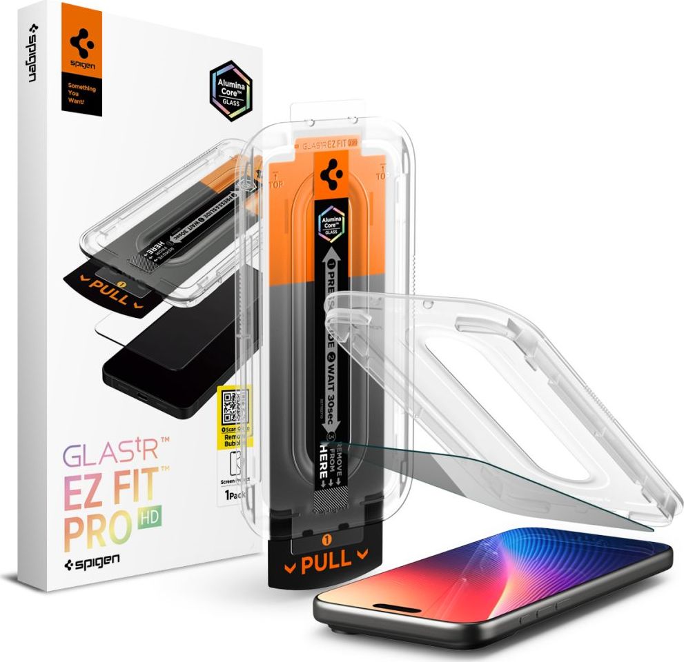 Zatmavující tvrzené sklo SPIGEN GLAS.TR ”EZ FIT PRO” IPHONE 16 PRO MAX / 17 PRO MAX PRIVACY
