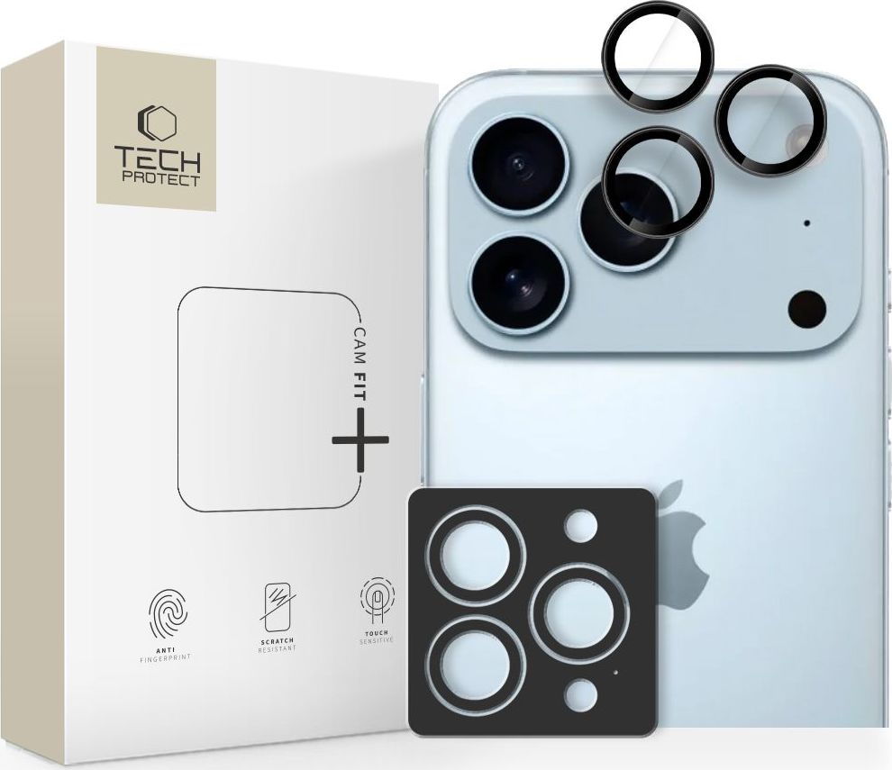 Ochrana čočky fotoaparátu TECH-PROTECT CAMRING FIT+ IPHONE 14 PRO / MAX / 15 PRO / MAX / 16 PRO / MAX / 17 PRO / MAX BLACK