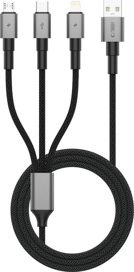 TECH-PROTECT ULTRABOOST DNA 3IN1 LIGHTNING & TYPE-C & MICRO-USB CABLE 3A 120CM IRON GREY