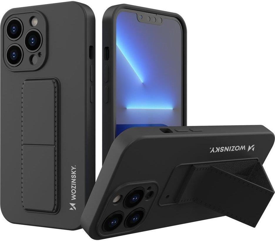 Silikonové pouzdro Wozinsky Kickstand Case pro iPhone 13 mini se stojánkem, černé