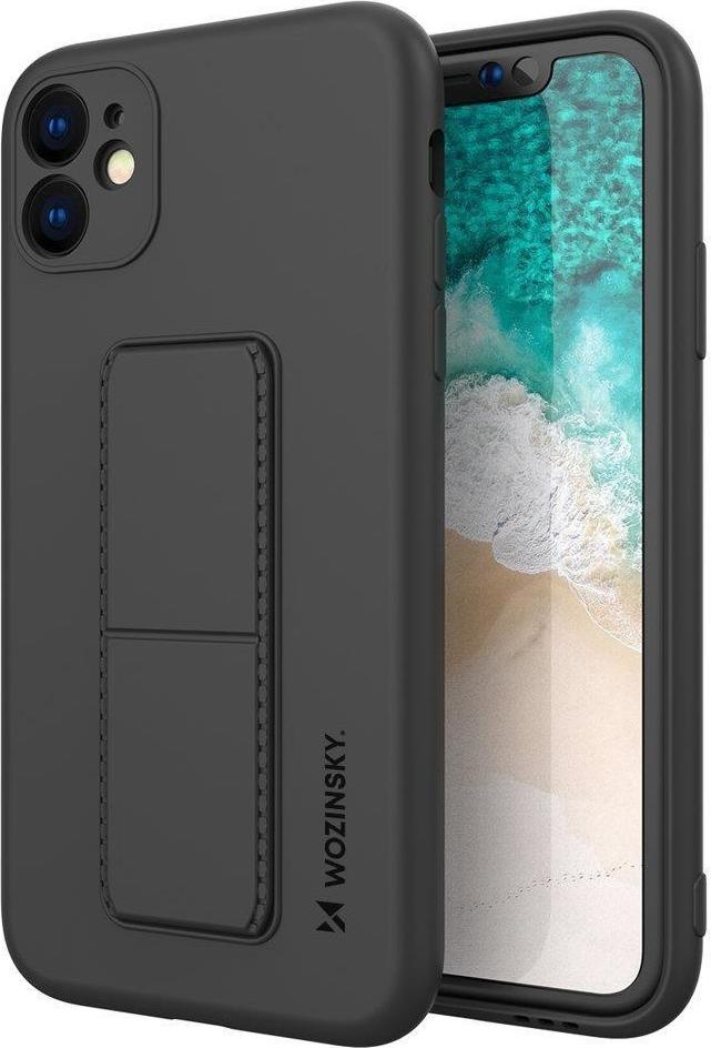 Silikonový kryt Wozinsky Kickstand Case pro iPhone 11 Pro Max se stojánkem, černý